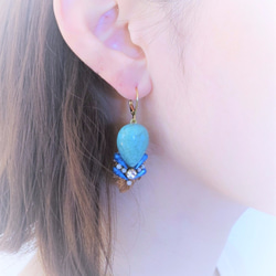 ヴィンテージイヤリング ターコイズ vintage earrings tqdr <ER-TQdrlf2> 3枚目の画像