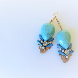 ヴィンテージイヤリング ターコイズ vintage earrings tqdr <ER-TQdrlf2> 4枚目の画像