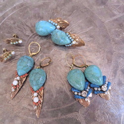 ヴィンテージイヤリング ターコイズ vintage earrings tqdr <ER-TQdrlf2> 6枚目の画像