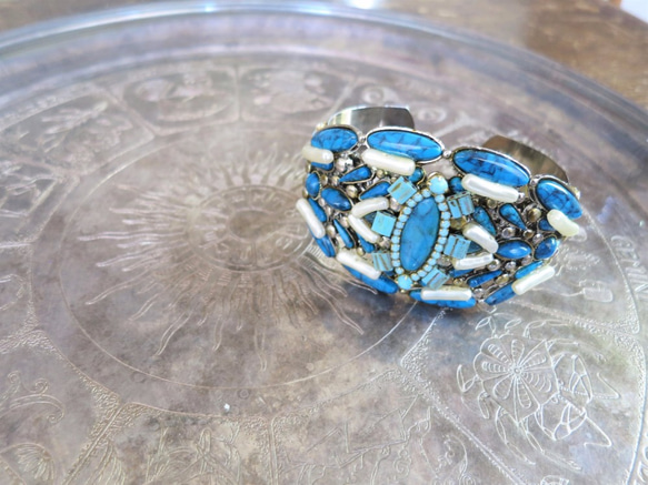 ヴィンテージバングル ターコイズ vintage bangle turquoise pearl <BG-tqpl> 2枚目の画像