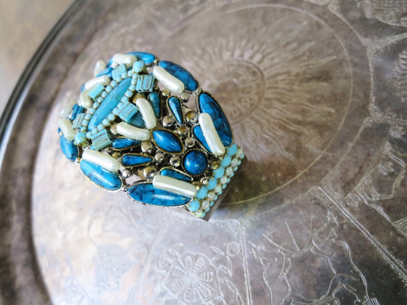 ヴィンテージバングル ターコイズ vintage bangle turquoise pearl <BG-tqpl> 4枚目の画像