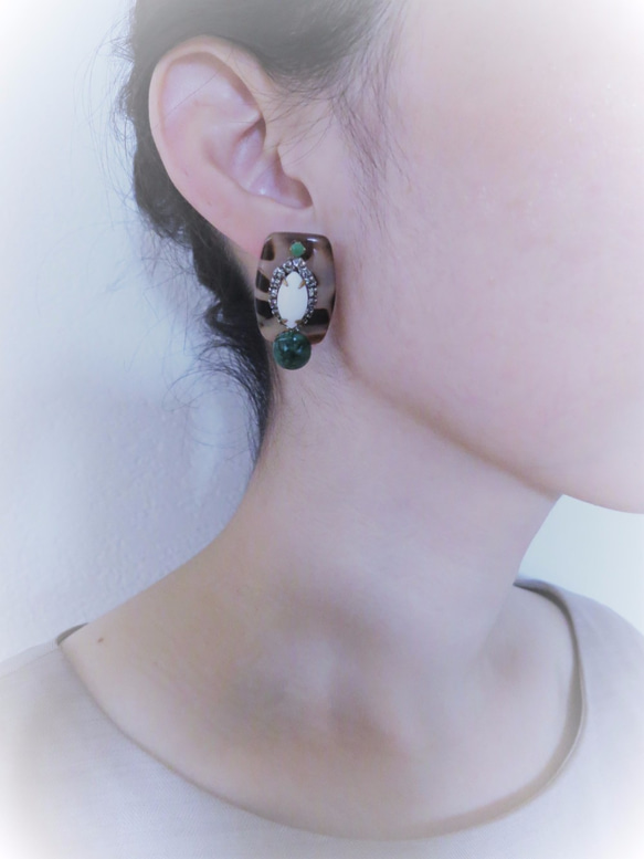 レオパードピアス ヴィンテージルーサイト vintage pierced earrings <PE-lpL> 4枚目の画像