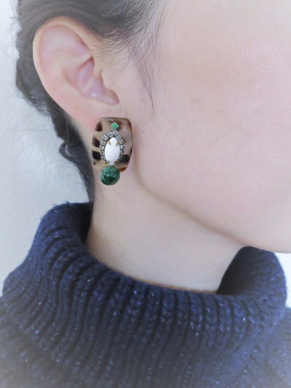 レオパードピアス ヴィンテージルーサイト vintage pierced earrings <PE-lpL> 6枚目の画像