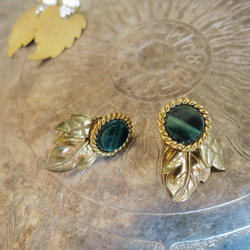 リーフピアス ヴィンテージグリーン vintage pierced earrings <PE-lfgr> 3枚目の画像