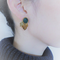 リーフピアス ヴィンテージグリーン vintage pierced earrings <PE-lfgr> 4枚目の画像