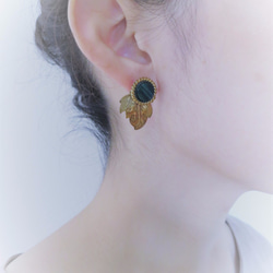 リーフピアス ヴィンテージグリーン vintage pierced earrings <PE-lfgr> 8枚目の画像