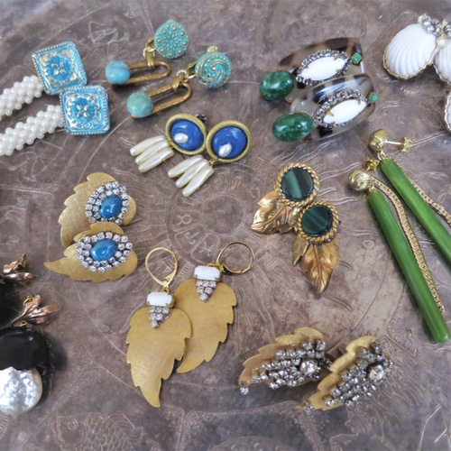 ビジューリーフピアス ミリアムハスケル vintage Miriam Haskell ビジューリーフピアス ミリアムハスケル vintage Miriam Haskell