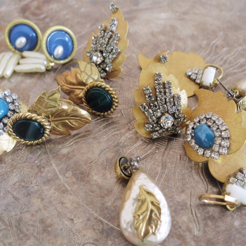 ゴールドリーフピアス ミリアムハスケル vintage Miriam Haskell