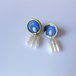 ヴィンテージブルー＆パールピアス vintage pearl earrings <PE-plbl> 1枚目の画像