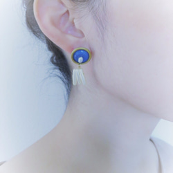 ヴィンテージブルー＆パールピアス vintage pearl earrings <PE-plbl> 2枚目の画像