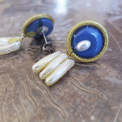 ヴィンテージブルー＆パールピアス vintage pearl earrings <PE-plbl> 4枚目の画像