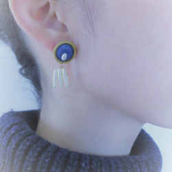 ヴィンテージブルー＆パールピアス vintage pearl earrings <PE-plbl> 7枚目の画像
