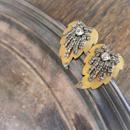 ビジューリーフイヤリング ミリアムハスケル vintage Miriam Haskell  