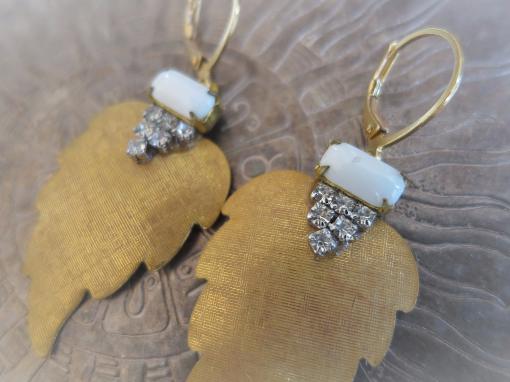 ゴールドリーフイヤリング ミリアムハスケル vintage Miriam Haskell <ER-MHgd3>