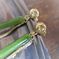 スティックイヤリング モスグリーン vintage earrings green <ER-grpnt> 3枚目の画像