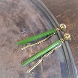 スティックイヤリング モスグリーン vintage earrings green <ER-grpnt> 4枚目の画像