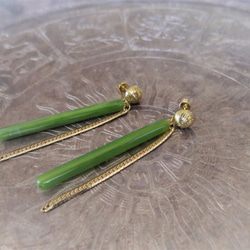 スティックイヤリング モスグリーン vintage earrings green <ER-grpnt> 5枚目の画像