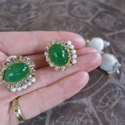 ジェイドグリーンイヤリング vintage earrings gadegreen <ER-gdGR> 4枚目の画像