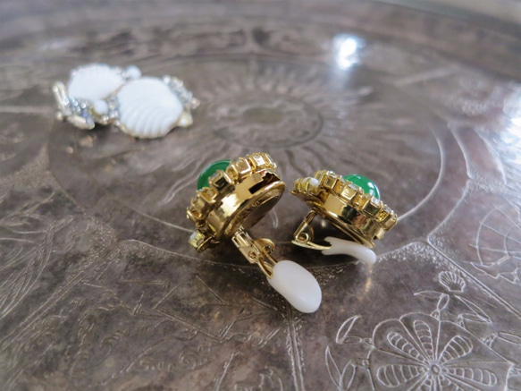 ジェイドグリーンイヤリング vintage earrings gadegreen <ER-gdGR> 5枚目の画像