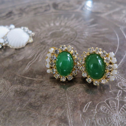 ジェイドグリーンイヤリング vintage earrings gadegreen <ER-gdGR> 6枚目の画像