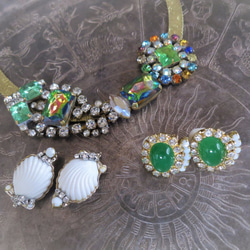 ジェイドグリーンイヤリング vintage earrings gadegreen <ER-gdGR> 7枚目の画像