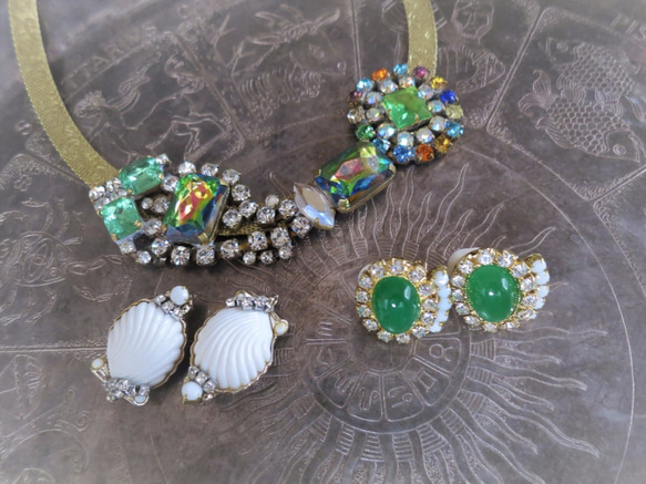 ジェイドグリーンイヤリング vintage earrings gadegreen <ER-gdGR> 7枚目の画像