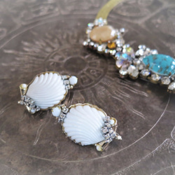 ホワイトシェルイヤリング vintage earrings white shell <ER-shwht2> 4枚目の画像