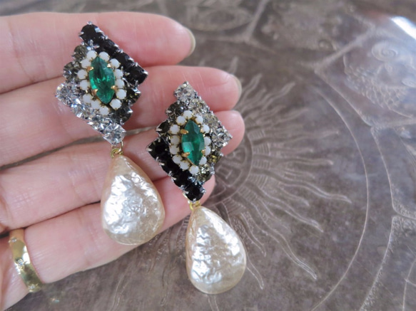 パールビジューピアス ミリアムハスケル vintage earrings Haskell <PE-mhpl2> 2枚目の画像