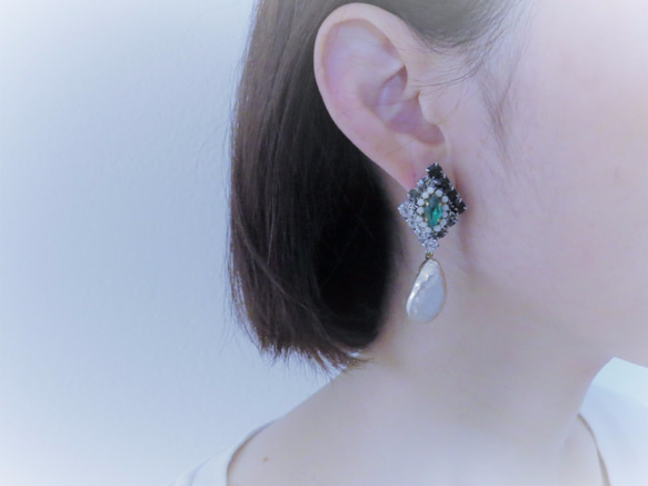 パールビジューピアス ミリアムハスケル vintage earrings Haskell <PE-mhpl2> 7枚目の画像