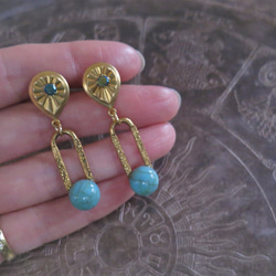 ターコイズピアス vintage earrings turquoise <PE-tqch> 3枚目の画像