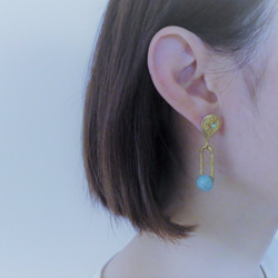ターコイズピアス vintage earrings turquoise <PE-tqch> 2枚目の画像