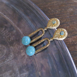 ターコイズピアス vintage earrings turquoise <PE-tqch> 4枚目の画像