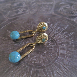 ターコイズピアス vintage earrings turquoise <PE-tqch> 7枚目の画像