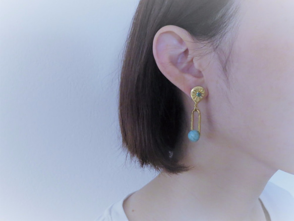 ターコイズピアス vintage earrings turquoise <PE-tqch> 6枚目の画像