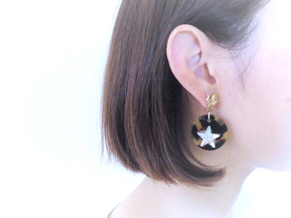 レオパード&スターピアス vintage pierced earrings leopard <PE-LPst> 1枚目の画像