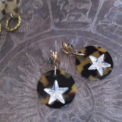 レオパード&スターピアス vintage pierced earrings leopard <PE-LPst> 2枚目の画像