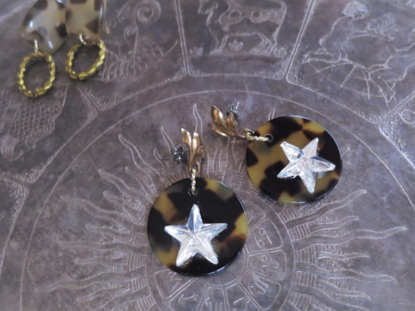 レオパード&スターピアス vintage pierced earrings leopard <PE-LPst> 2枚目の画像