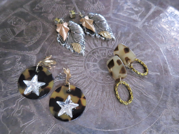 レオパード&スターピアス vintage pierced earrings leopard <PE-LPst> 4枚目の画像