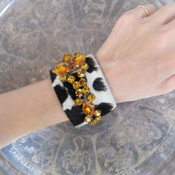 ハラコレザー カフブレスレット　hair on leather cuff bracelet <LC-HBR2> 2枚目の画像