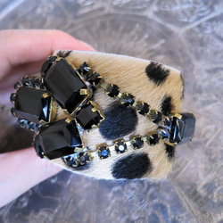 ハラコレザー カフブレスレット　hair on leather cuff bracelet <LC-HBR3> 3枚目の画像