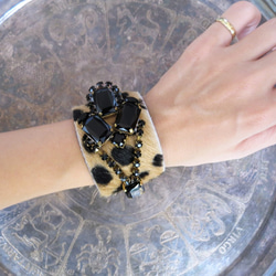 ハラコレザー カフブレスレット　hair on leather cuff bracelet <LC-HBR3> 4枚目の画像