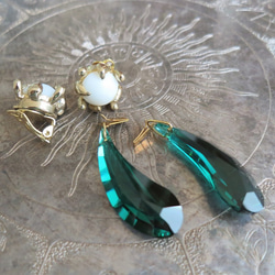 スワロフスキードロップイヤリング　vintage crystal earrings <ER-SWGR> 4枚目の画像