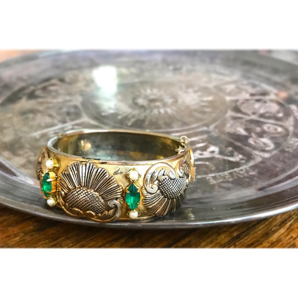 ボタニカルバングル　vintage bangle green bijou <BG-GR1> 1枚目の画像