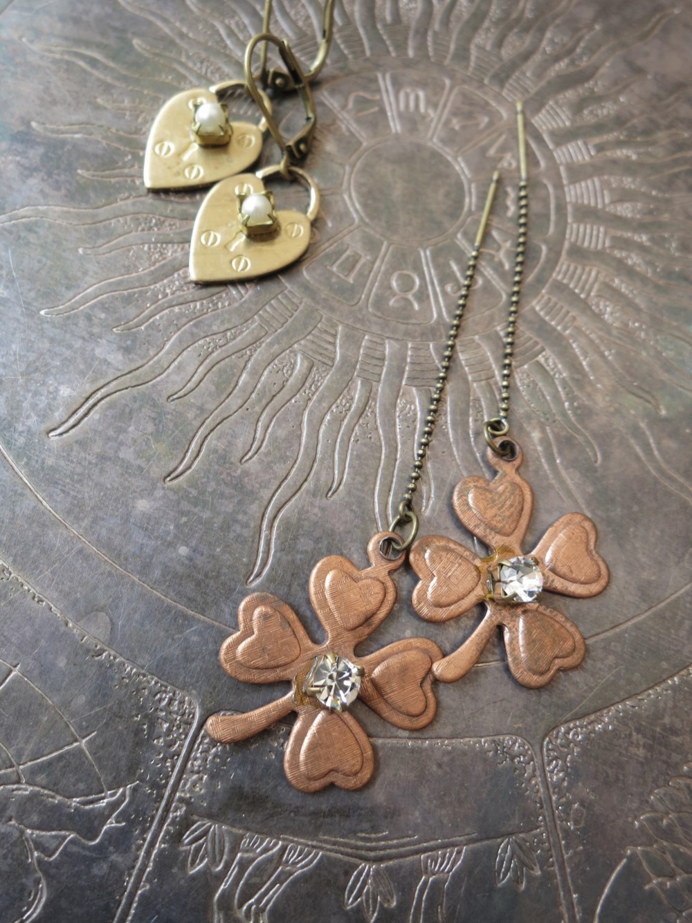 四つ葉クローバーピアス pierced earrings clover <PE3-1219>