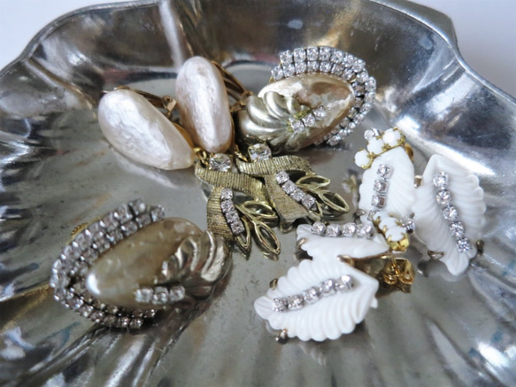 Pearl &amp; Shell Bijoux 耳環 Miriam Haskell 復古耳環 Miriam Haskell < 第7張的照片