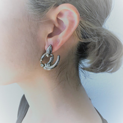 シルバーモチーフピアス vintage earrings CV <PE4 -L19> 4枚目の画像