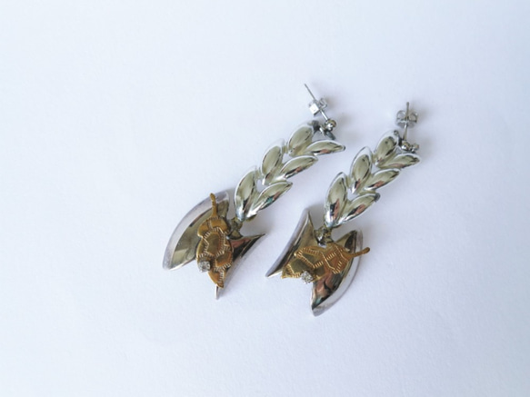 シルバーリーフイヤリング vintage earrings leaf SV <PE5B-L19> 5枚目の画像