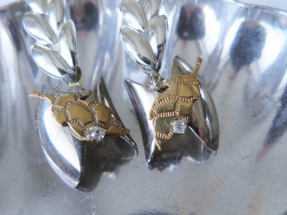 シルバーリーフイヤリング vintage earrings leaf SV <PE5B-L19> 6枚目の画像