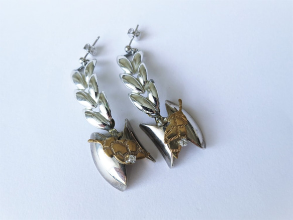 シルバーリーフイヤリング vintage earrings leaf SV <PE5B-L19> 4枚目の画像