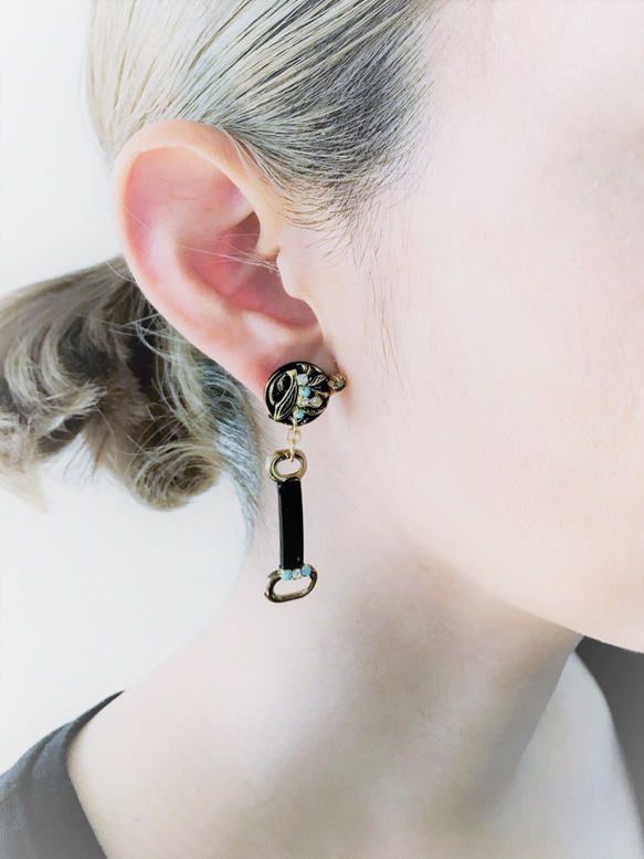 ホースビットピアス vintage earrings horse bit <PE8-L19> 2枚目の画像